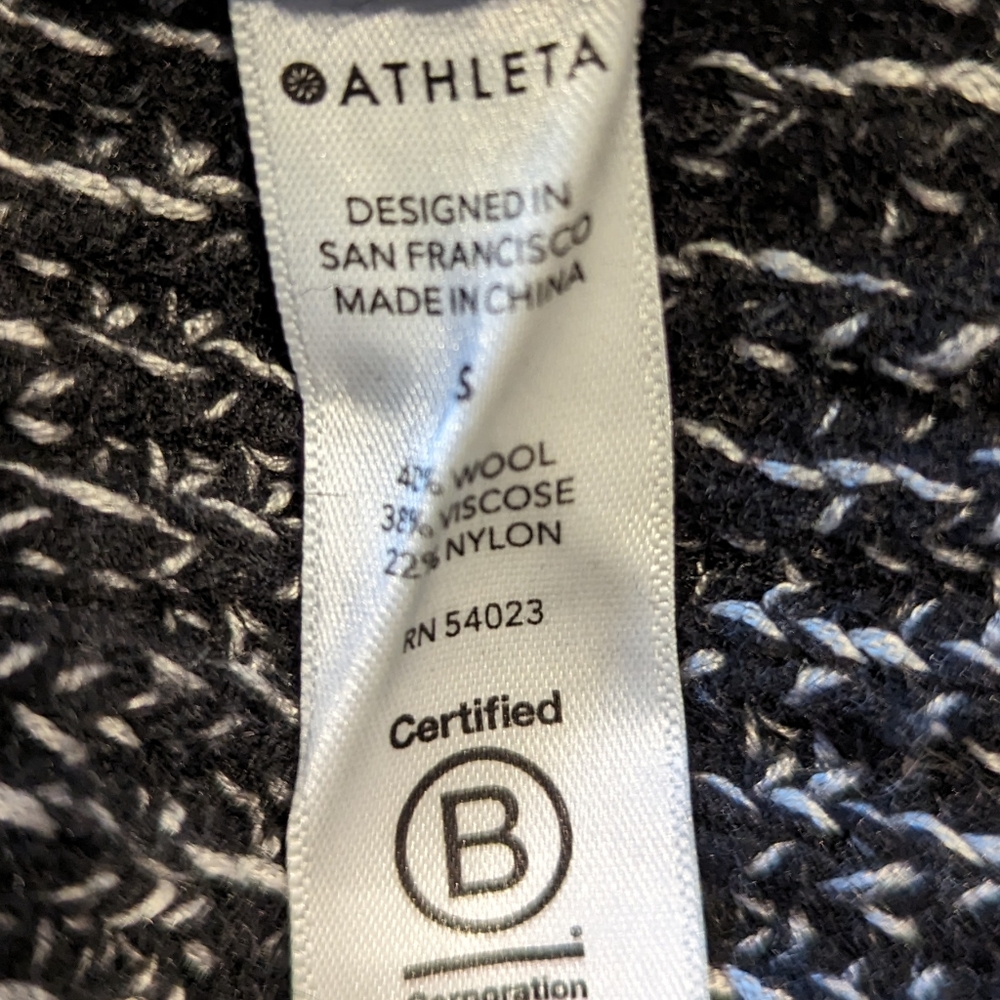 ATHLETA Sierra Wool Blend Crew Sweater Small Black Marl - Picture 6 of 8